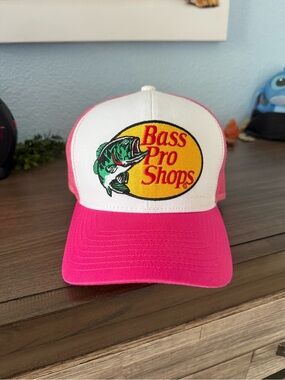 Bass Pro Shops Hot Pink and White Mesh Logo Trucker Cap